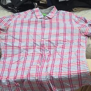 Hugo Boss Pink and Blue Checkered Shirt